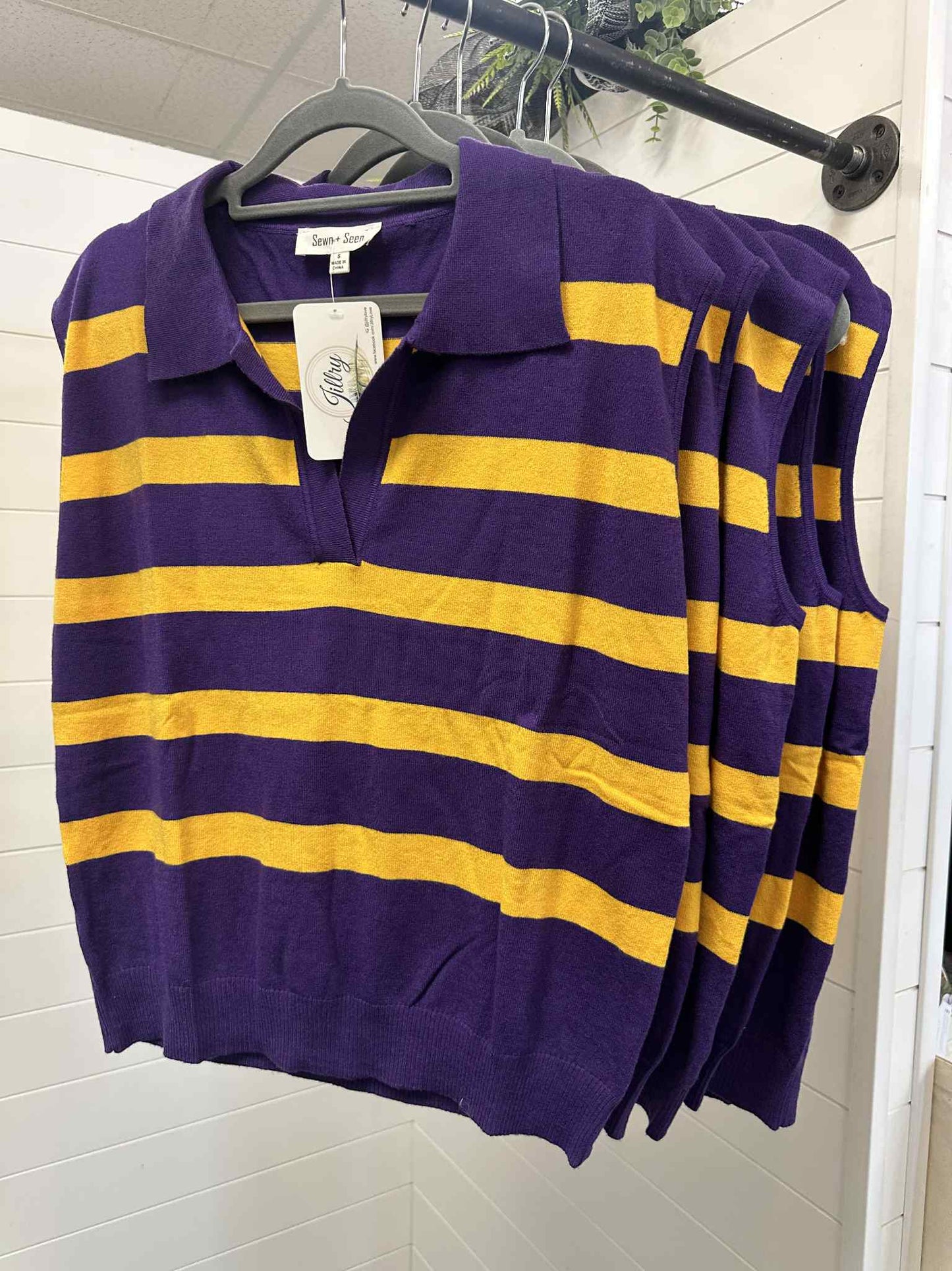 Preppy Stripe Purple & Gold Top