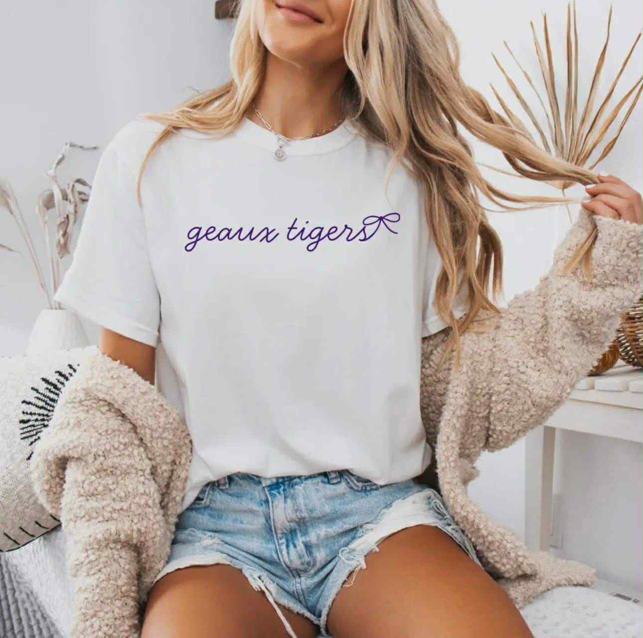 Geaux Girlie Script Bow T-Shirt