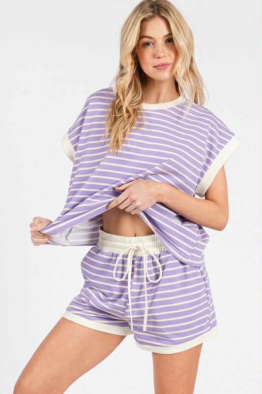 Striped Terry Shorts Set