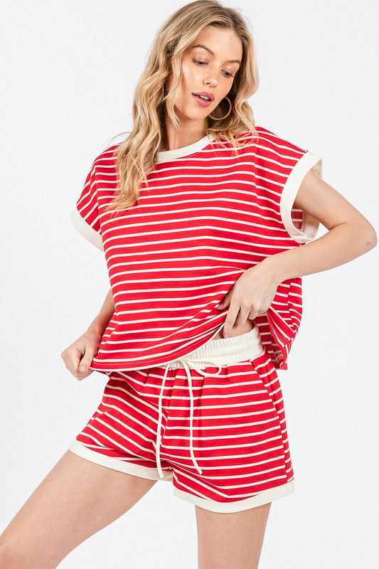 Striped Terry Shorts Set