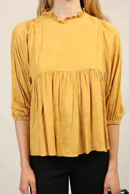 Gold Floral Jacquard Top