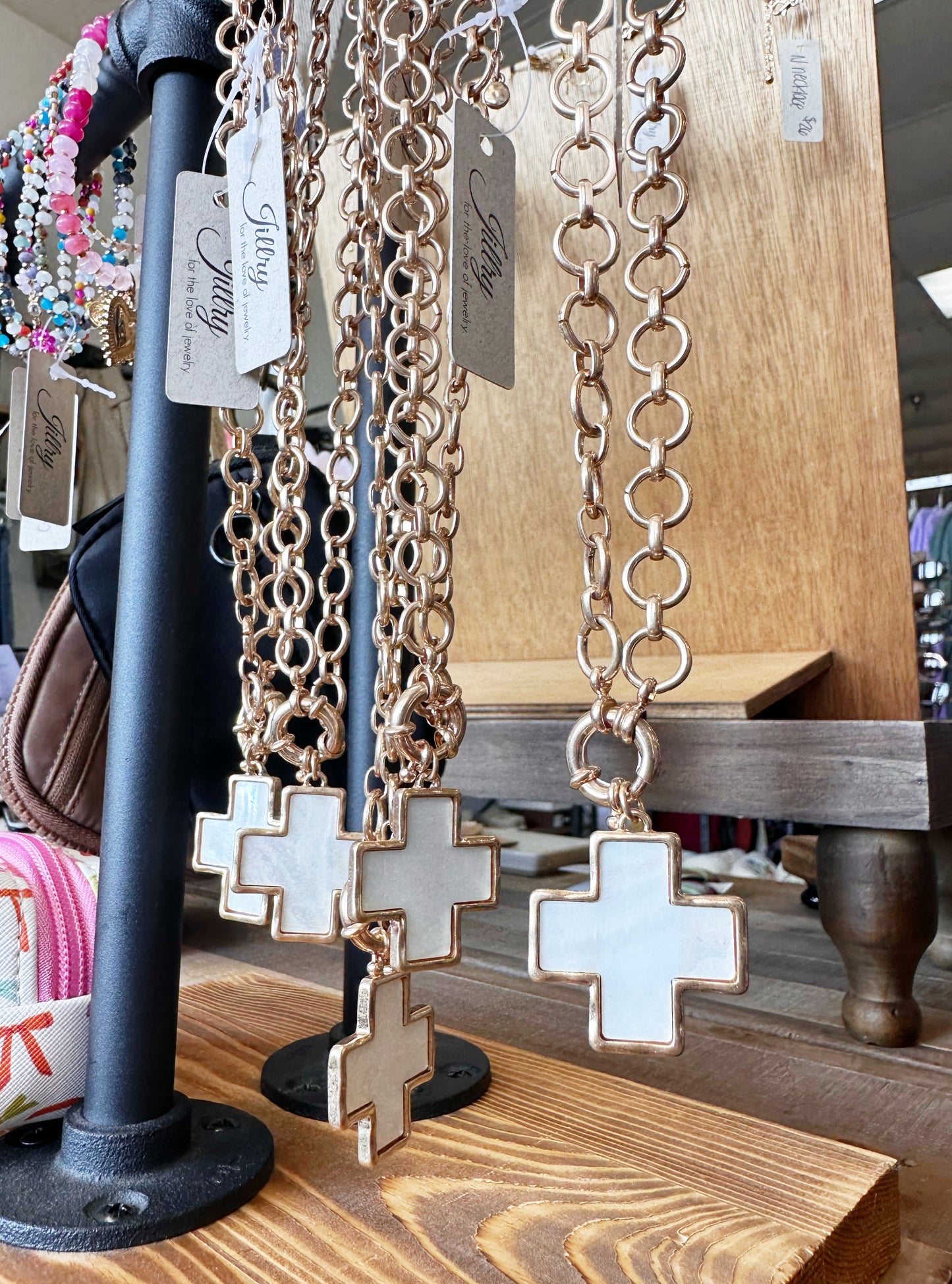 Mother of Pearl Cross necklace