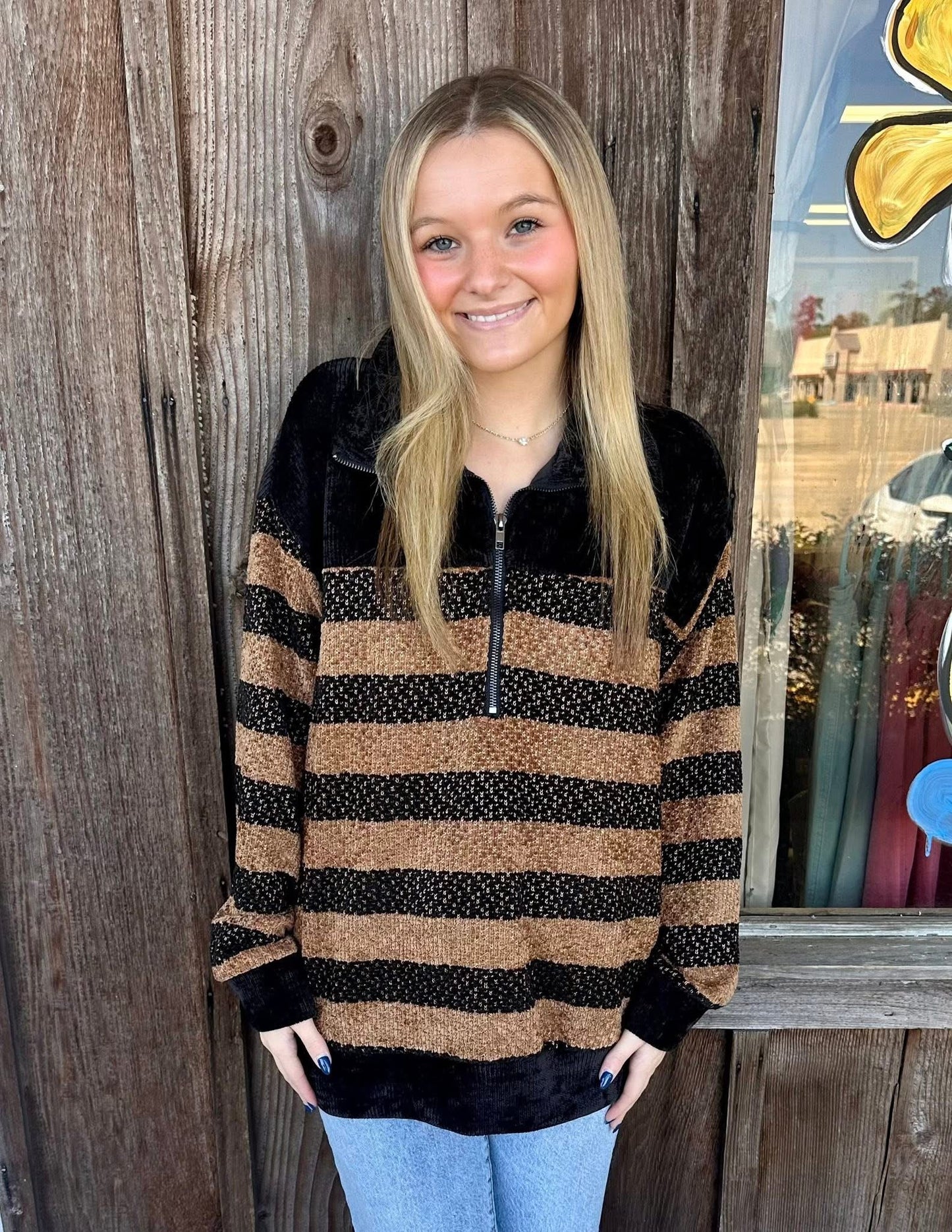 Striped Half Zip Pullover