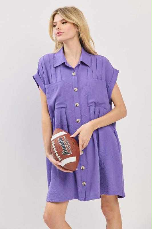 Purple Button Down Dress