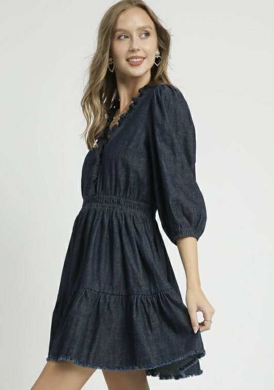 Dark Denim Ruffle Dress