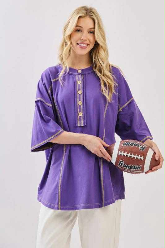 Henley Style Purple & Gold Shirt