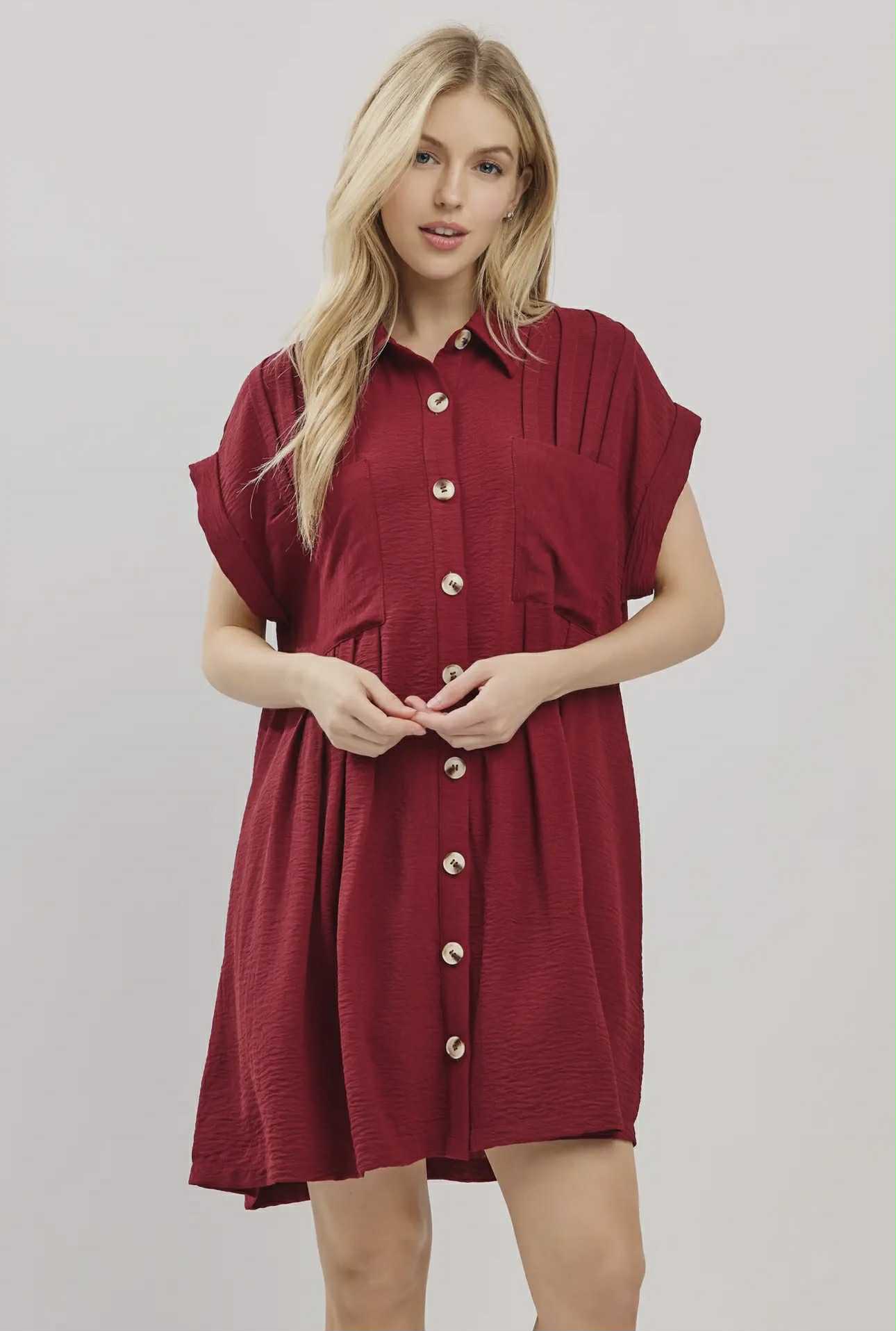 Maroon Button Down Game Day Dress