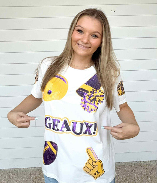 Geaux Sequined Sparkle Top