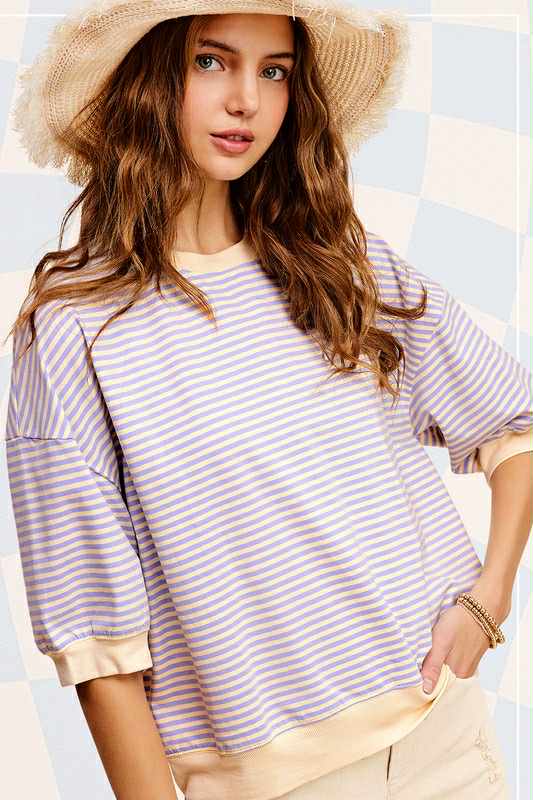 Lavender & Cream Striped Top