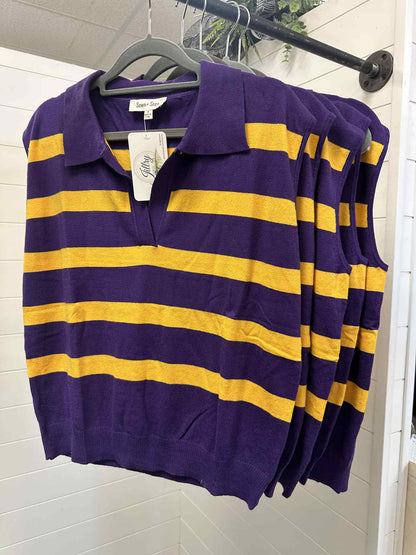 Preppy Stripe Purple & Gold Top