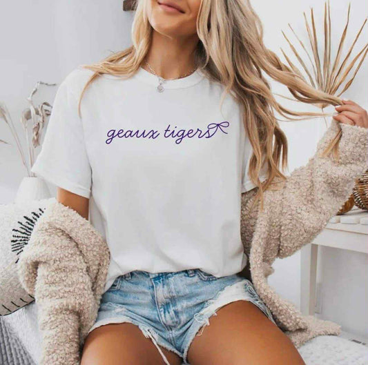 Geaux Girlie Script Bow T-Shirt