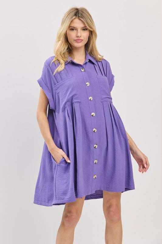 Purple Button Down Dress
