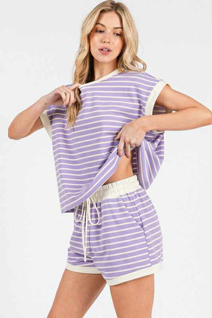 Striped Terry Shorts Set