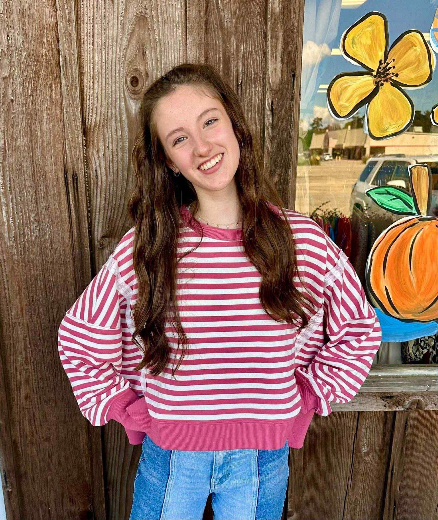 Rose Striped Pullover