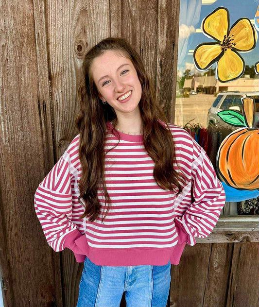 Rose Striped Pullover