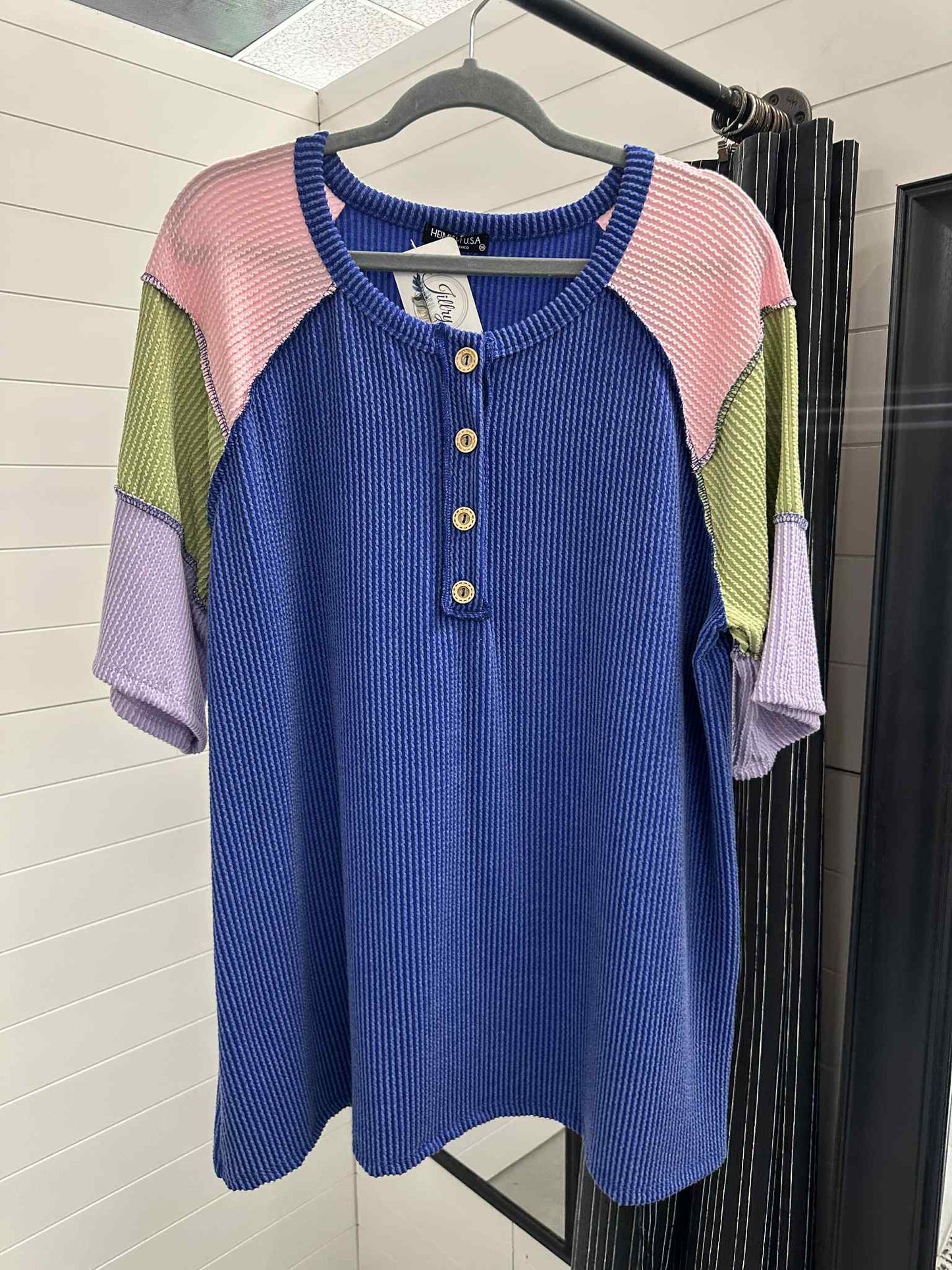 Plus Ribbed Button Top