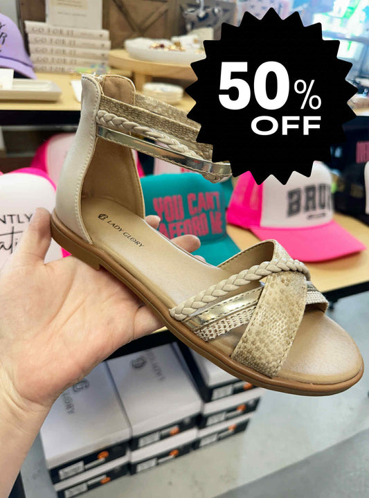 SALE! Gold Braided Strappy Sandals