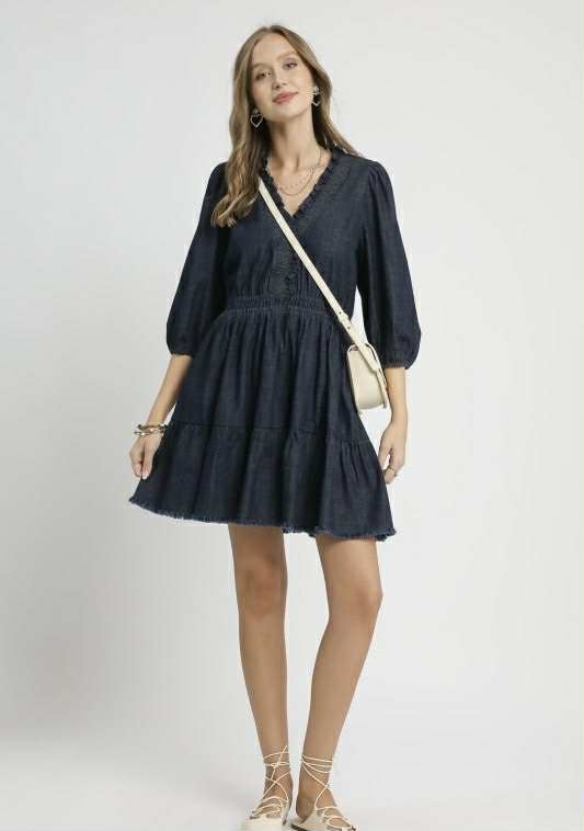 Dark Denim Ruffle Dress