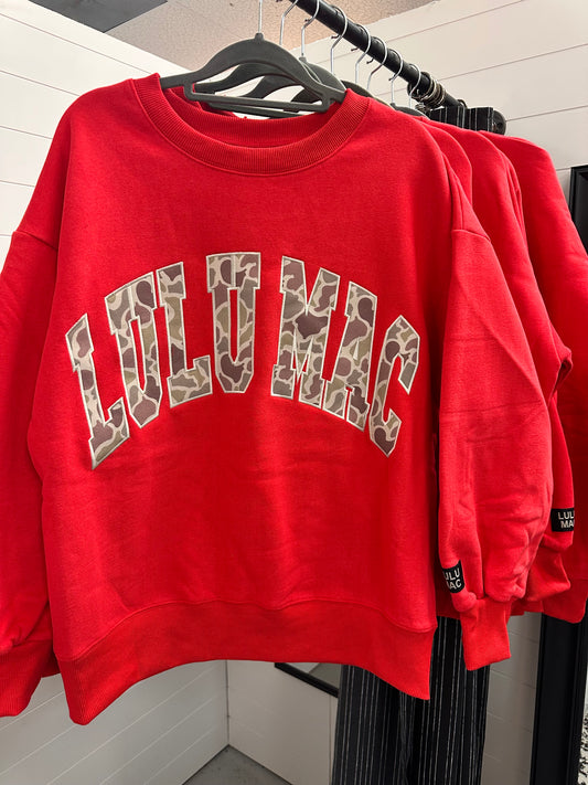 Lulu Mac Sweatshirt Camo on Red