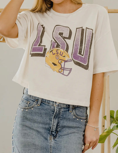 LSU Helmet Crop Tee