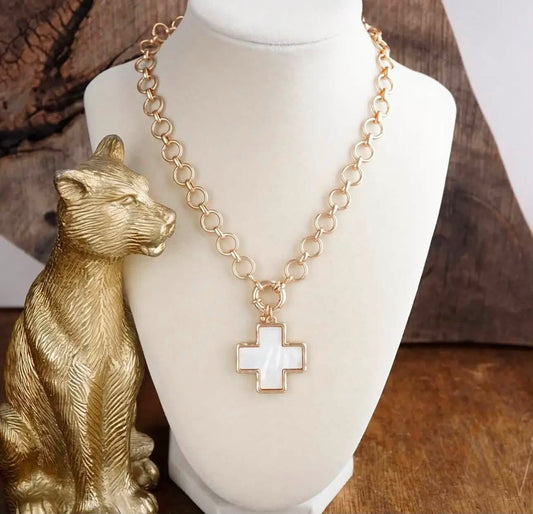 Mother of Pearl Cross necklace