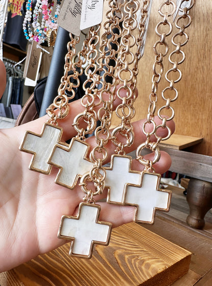 Mother of Pearl Cross necklace