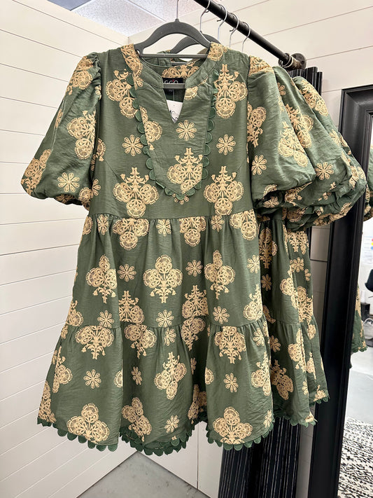 Olive Scroll Dress