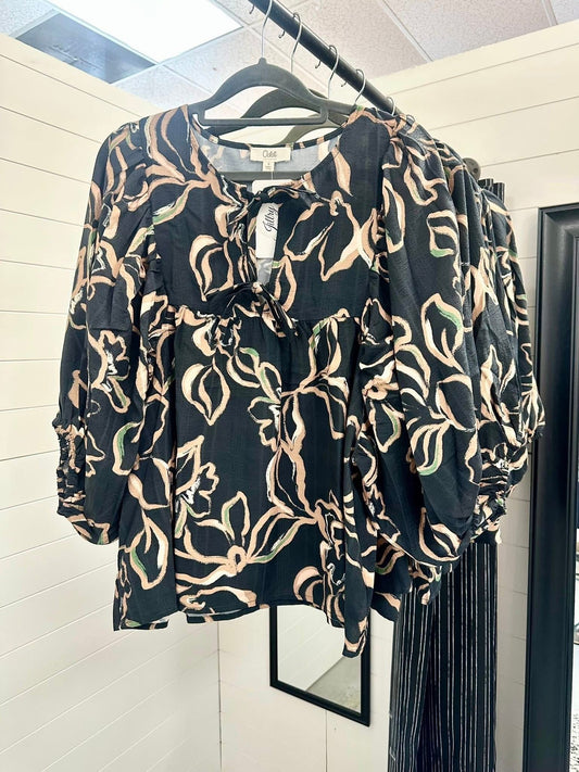 Tie Front Floral Blouse