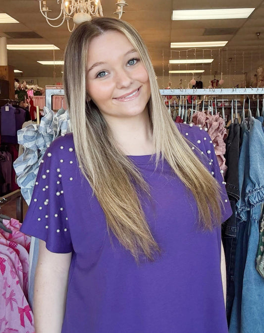 Purple & Pearls Top