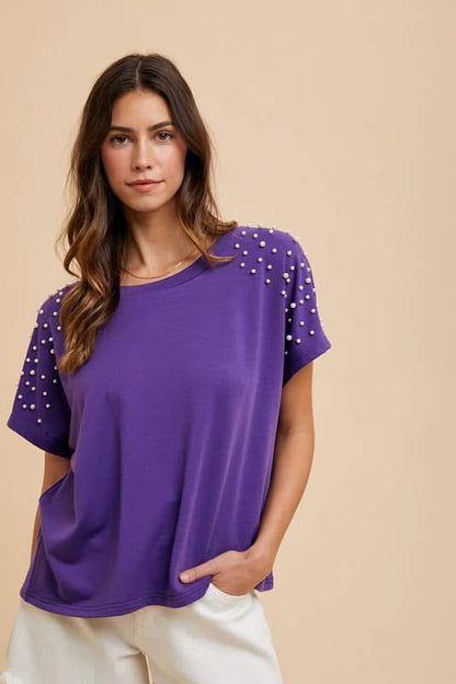 Purple & Pearls Top