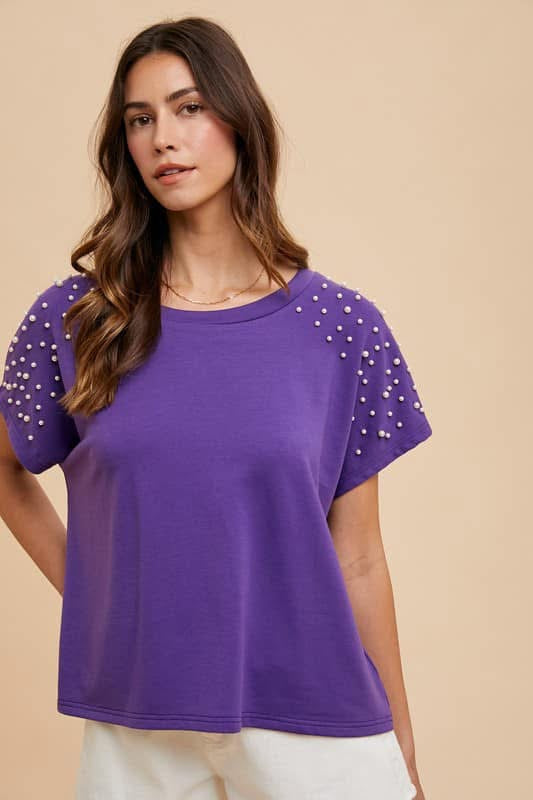 Purple & Pearls Top