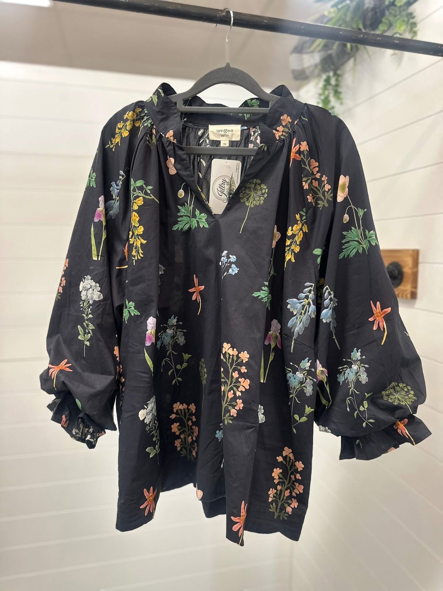 Black Floral Blouse, Misses & Plus
