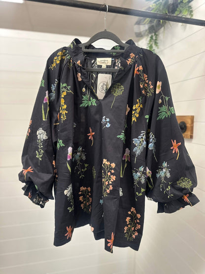Black Floral Blouse, Misses & Plus