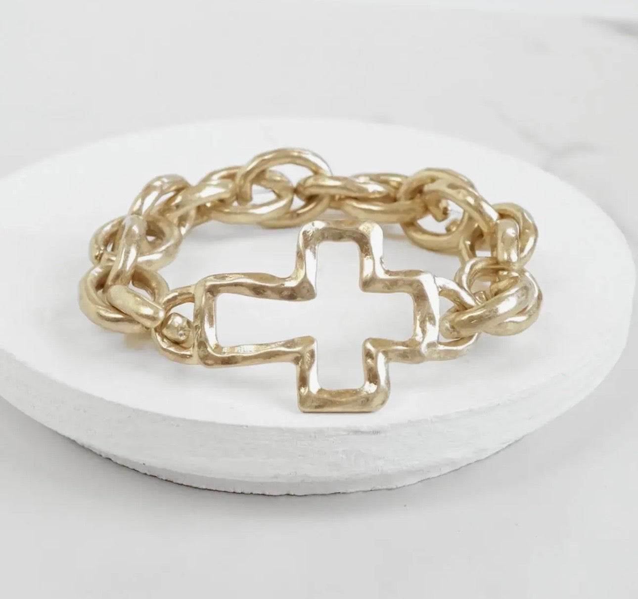 Chunky Gold Cross Bracelet