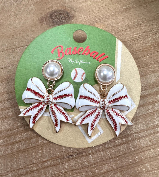 Baseball Bow Earrings