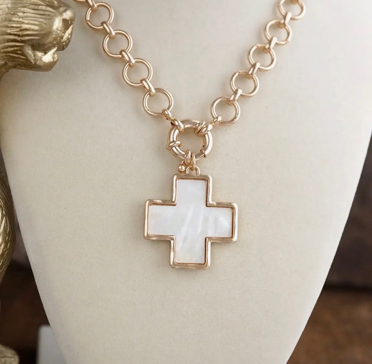 Mother of Pearl Cross Necklace