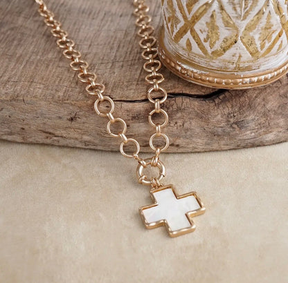 Mother of Pearl Cross Necklace