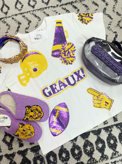 Geaux Sequined Sparkle Top