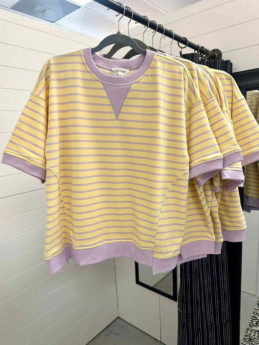 Striped Terry Lavender Gold Pullover