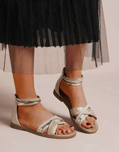 SALE! Gold Braided Strappy Sandals