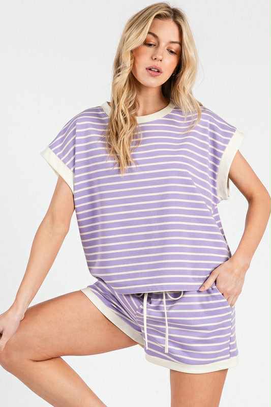 Striped Terry Shorts Set