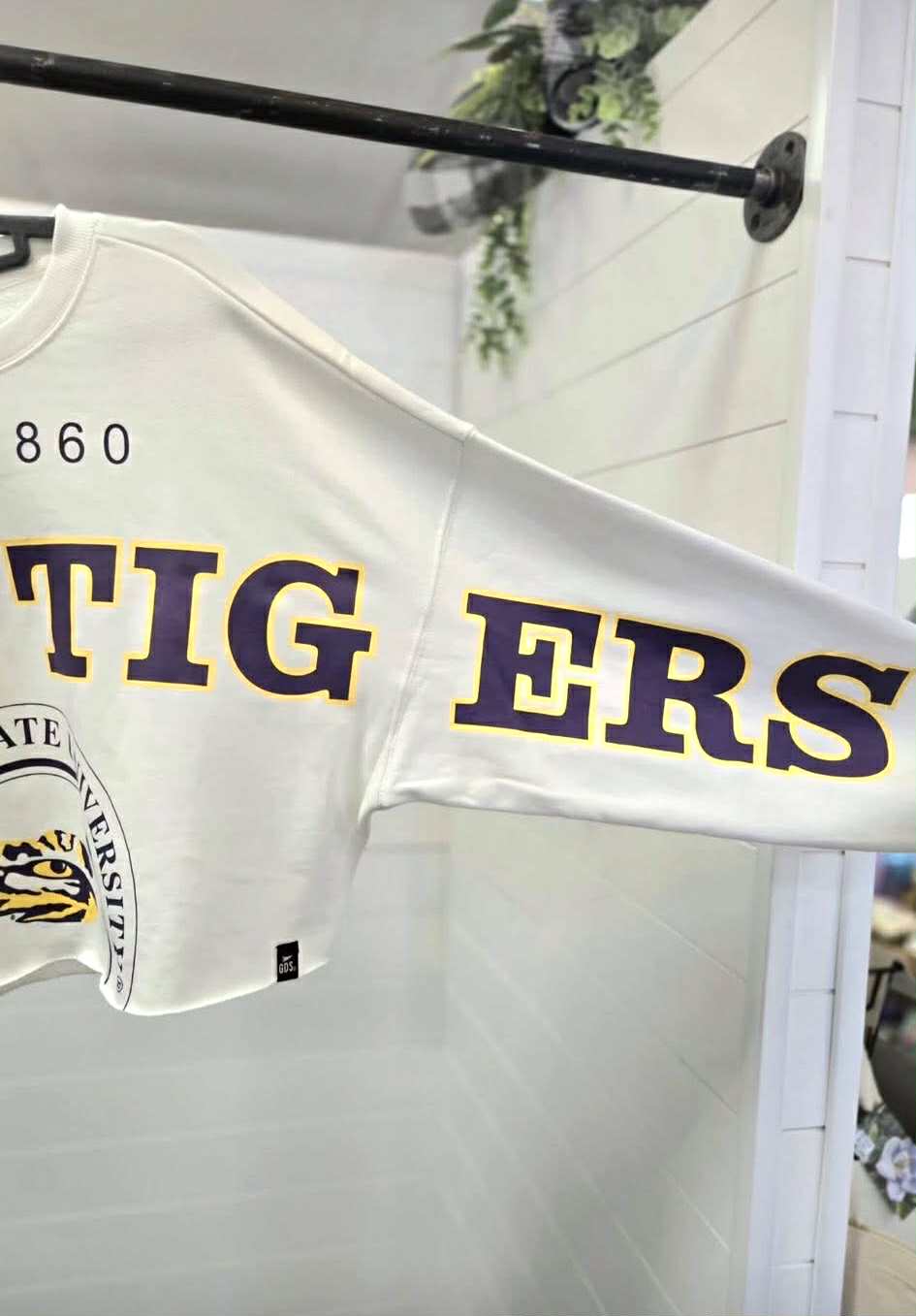Crop Geaux Tigers Split Sleeve Pullover