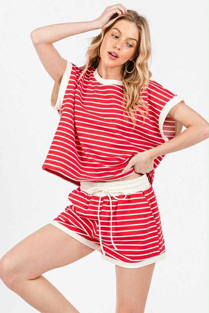 Striped Terry Shorts Set